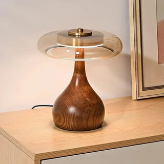 BAOBAB Retro Vintage Wooden Bedside Lamp - front view