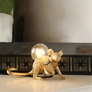 Designer mouse bedside lamp, golden resin unique modern E27 light