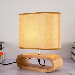 Fabric Wood Lamp – Natural Wood Bedside Lamp With Soft Ambient Light
