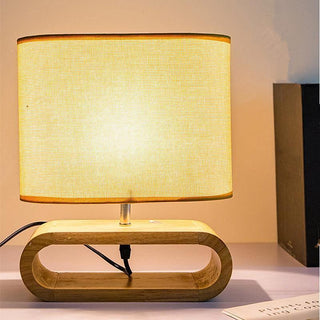 Fabric Wood Lamp – Natural Wood Bedside Lamp With Soft Ambient Light