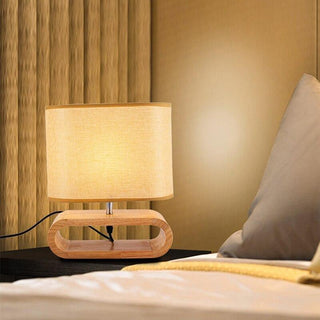 Fabric Wood Lamp – Natural Wood Bedside Lamp With Soft Ambient Light