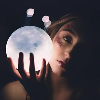 Lámpara lunar 3D – Lámpara con superficie lunar realista | Luz de noche de brillo suave