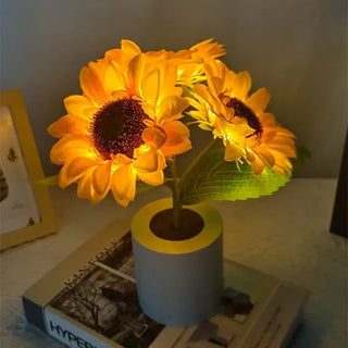 Decorative sunflower LED lamp, soft warm floral light for table
