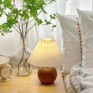 PLIPLISSE Wooden Pleated Shade Table Lamp – Elegant Designer Design