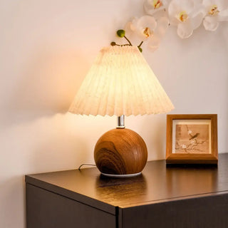 PLIPLISSE Wooden Pleated Shade Table Lamp – Elegant Designer Design