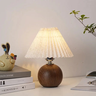 PLIPLISSE Wooden Pleated Shade Table Lamp – Elegant Designer Design