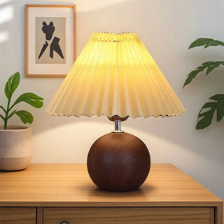 PLIPLISSE Wooden Pleated Shade Table Lamp – Elegant Designer Design