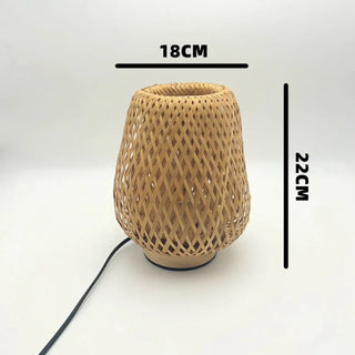 WOVENA Wicker Weave Table Lamp – Zen Bohemian Natural Ambient Design