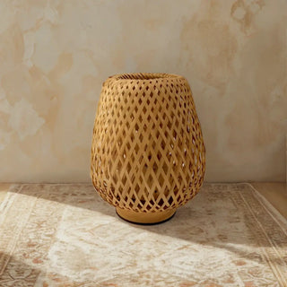 WOVENA Wicker Weave Table Lamp – Zen Bohemian Natural Ambient Design