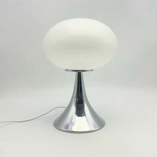 NUACRE Orange Mushroom Table Lamp – Retro Chrome Base Design