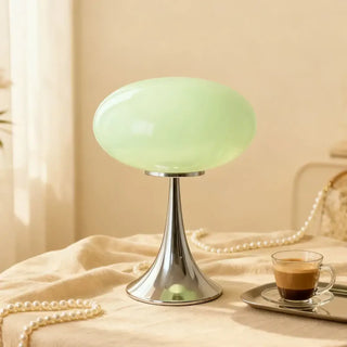 NUACRE Orange Mushroom Table Lamp – Retro Chrome Base Design