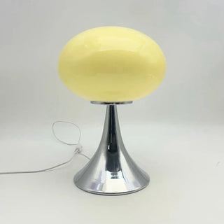 NUACRE Orange Mushroom Table Lamp – Retro Chrome Base Design