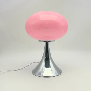 NUACRE Orange Mushroom Table Lamp – Retro Chrome Base Design