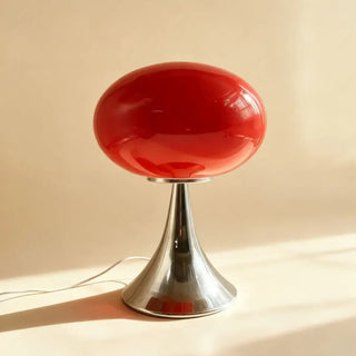 NUACRE Orange Mushroom Table Lamp – Retro Chrome Base Design
