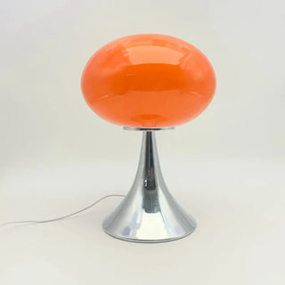 NUACRE Orange Mushroom Table Lamp – Retro Chrome Base Design