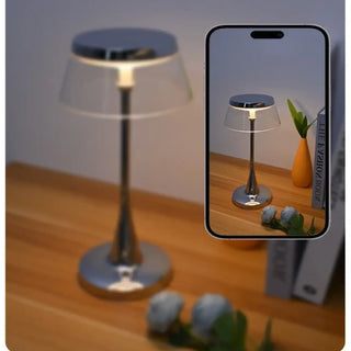 TIAH LED Chrome Table Lamp – Transparent Shade Contemporary Design