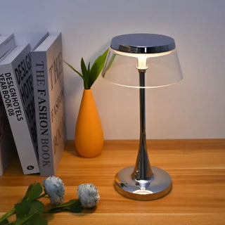 TIAH LED Chrome Table Lamp – Transparent Shade Contemporary Design