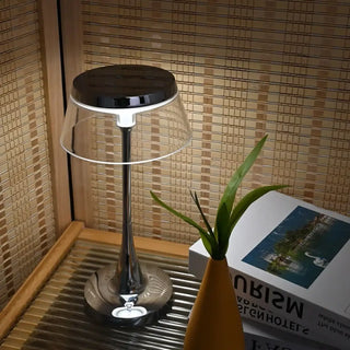 TIAH LED Chrome Table Lamp – Transparent Shade Contemporary Design