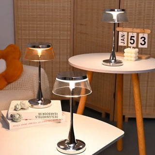 TIAH LED Chrome Table Lamp – Transparent Shade Contemporary Design