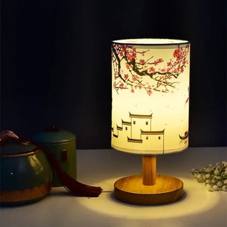 SAMIRA Asian-Style Floral Table Lamp – Oriental Decorative Lighting