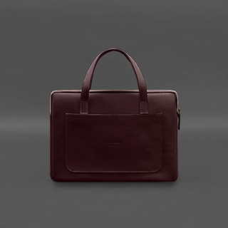leather laptop sleeve 13 inch crust leather handles front pocket top view