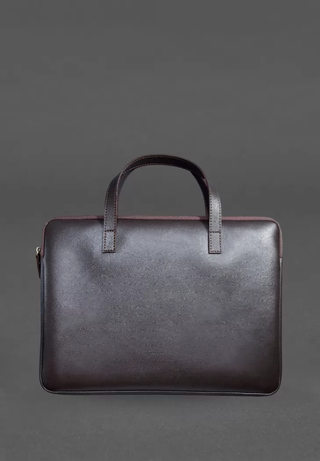 leather carry case full-grain leather bag macbook pro 16 front pocket organizer angle view
