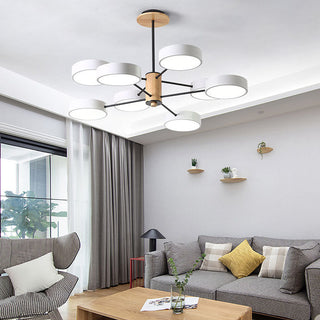 Branched LED pendant detail — iron wood acrylic ceiling fixture