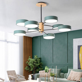 LED branched iron wood pendant — modern acrylic ceiling fixture