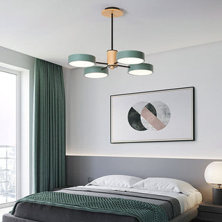 LED branched pendant — modern iron wood acrylic ceiling lamp