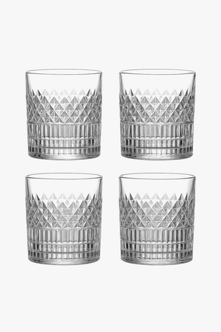 Faceted whisky glasses, 350 ml
