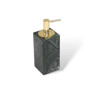 green marble luxury bathroom set soap dispenser toothbrush holder close-up detail