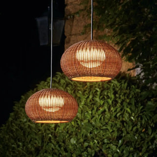 OTENA Natural Rattan Outdoor Wall Light – Woven Boho Elegant Exterior Lamp