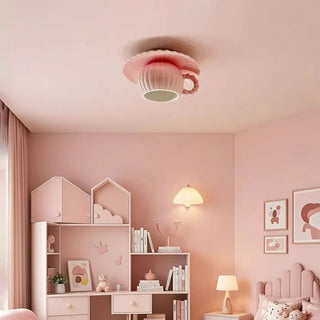 CORALIA Pastel Pink Poetic Children Ceiling Light – Whimsical Cup Design Fixture