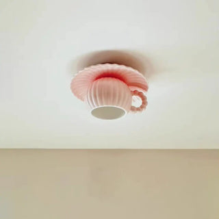 CORALIA Pastel Pink Poetic Children Ceiling Light – Whimsical Cup Design Fixture