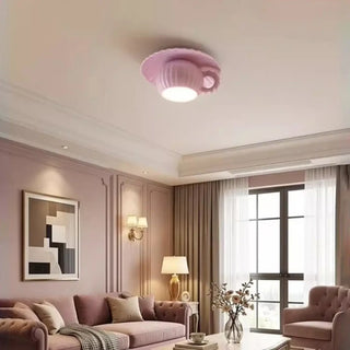 CORALIA Pastel Pink Poetic Children Ceiling Light – Whimsical Cup Design Fixture