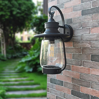MENOVEL Black Metal Glass Bubble Outdoor Luminaire – Elegant Exterior Lamp