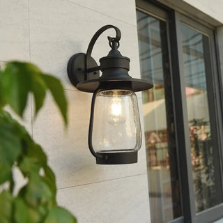 MENOVEL Black Metal Outdoor Luminaire – Elegant Bubble Glass Exterior Lamp