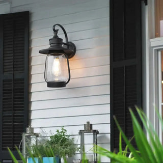 MENOVEL Black Outdoor Luminaire – Metal Glass Bubble Elegant Exterior Lamp