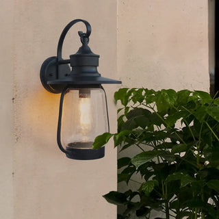MENOVEL Elegant Exterior Luminaire – Black Metal and Glass Bubble Outdoor Lamp