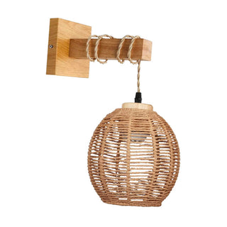 Wooden Rattan Wall Lamp – Indoor Wall Sconce with Natural Wood Lighting & Easy Install