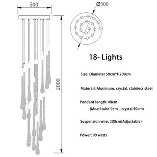 Gold Crystal Chandelier – Modern Staircase Lighting With LED Fixture