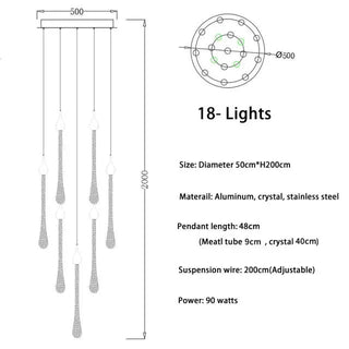 Gold Crystal Chandelier – Modern Staircase Lighting With LED Fixture