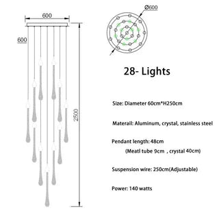Gold Crystal Chandelier – Modern Staircase Lighting With LED Fixture
