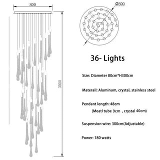 Gold Crystal Chandelier – Modern Staircase Lighting With LED Fixture