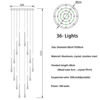 Gold Crystal Chandelier – Modern Staircase Lighting With LED Fixture