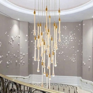 Gold Crystal Chandelier – Modern Staircase Lighting With LED Fixture