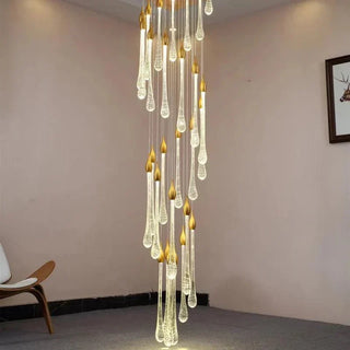 Gold Crystal Chandelier – Modern Staircase Lighting With LED Fixture