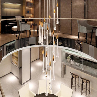 Gold Crystal Chandelier – Modern Staircase Lighting With LED Fixture