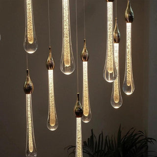 Gold Crystal Chandelier – Modern Staircase Lighting With LED Fixture