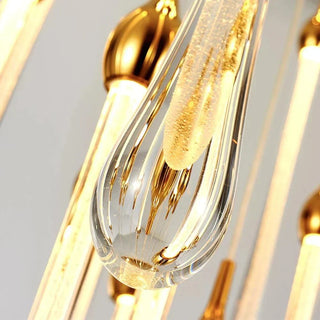 Gold Crystal Chandelier – Modern Staircase Lighting With LED Fixture